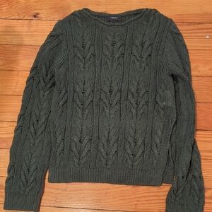 Theory Women's Dark Green Cable Knit Sweater